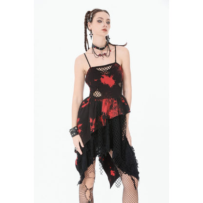 Dark in Love Red-Black Tie Dye Punk Dress