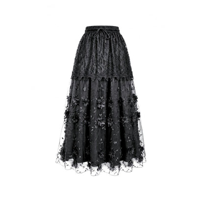 Dark in Love Floral Applique Lace Maxi Skirt