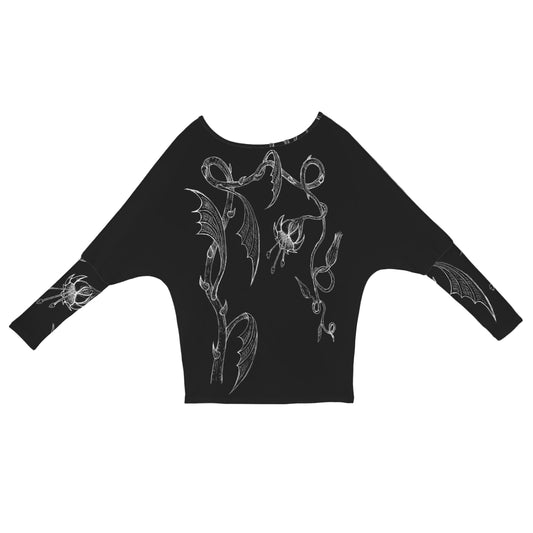 ANTIBrand Soul Flower batwing sweater with hand-drawn gothic floral artwork