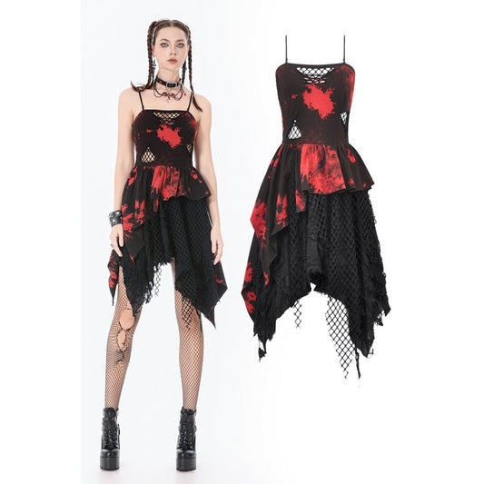 Dark in Love Red-Black Tie Dye Punk Dress