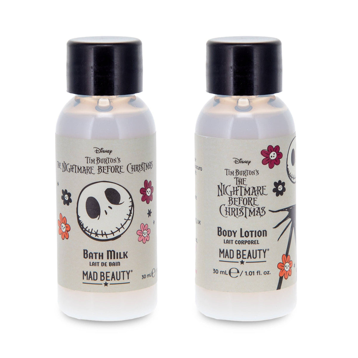 Two Nightmare Before Christmas body lotion or shower gel bottles from the advent calendar