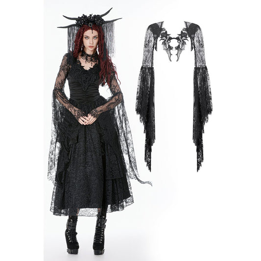 Dark In Love Gothic Deep-V Lace Bell Sleeve Cape