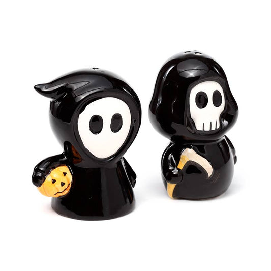Gothic Gifts Skull Boy & Ghost Boy Ceramic Salt & Pepper Set