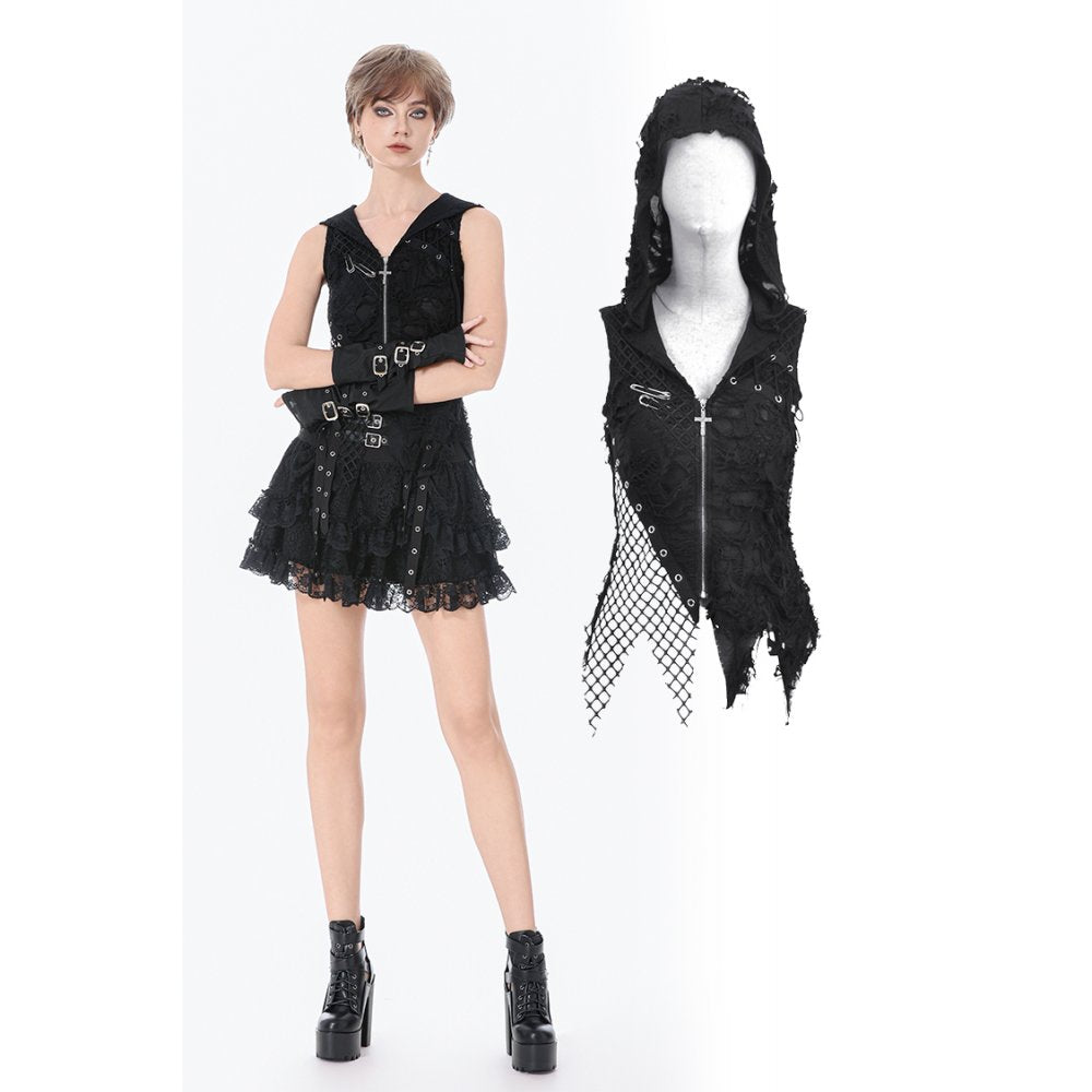 Dark in Love Rebel Punk Asymmetric Hooded Top