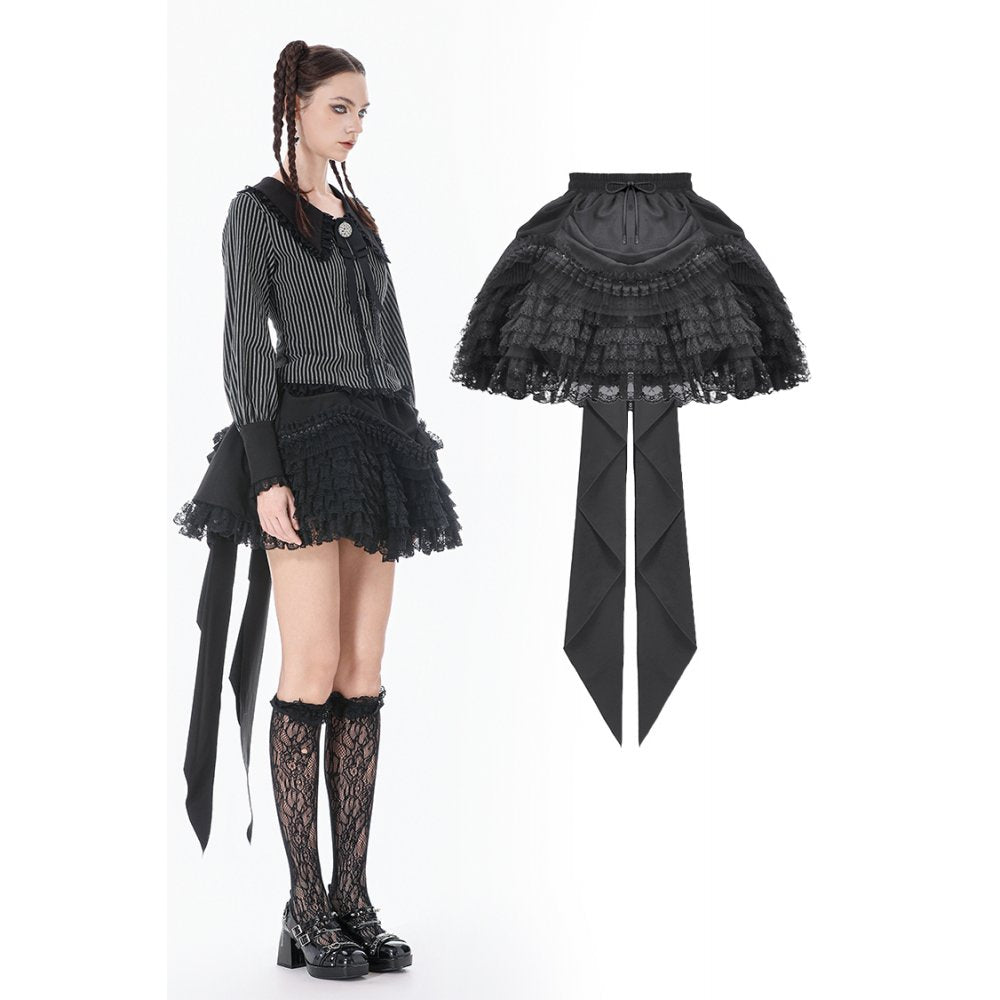 Dark In Love Beatrix Goth Satin Ruffled Overskirt