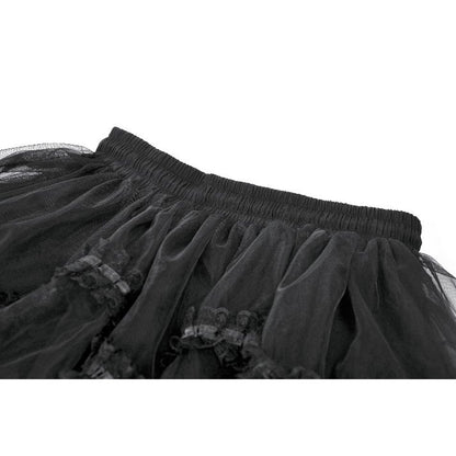 Dark in Love Gothic Tailed Sheer Mesh Petticoat Skirt