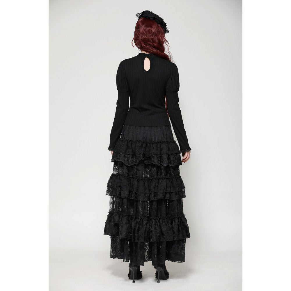 Dark in Love Avalon Gothic Embroidered Puff Sleeve Top - Kate's Clothing
