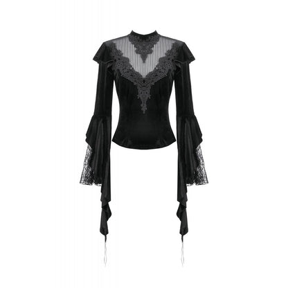 Dark in Love Gothic Velvet Lace High-Neck Top