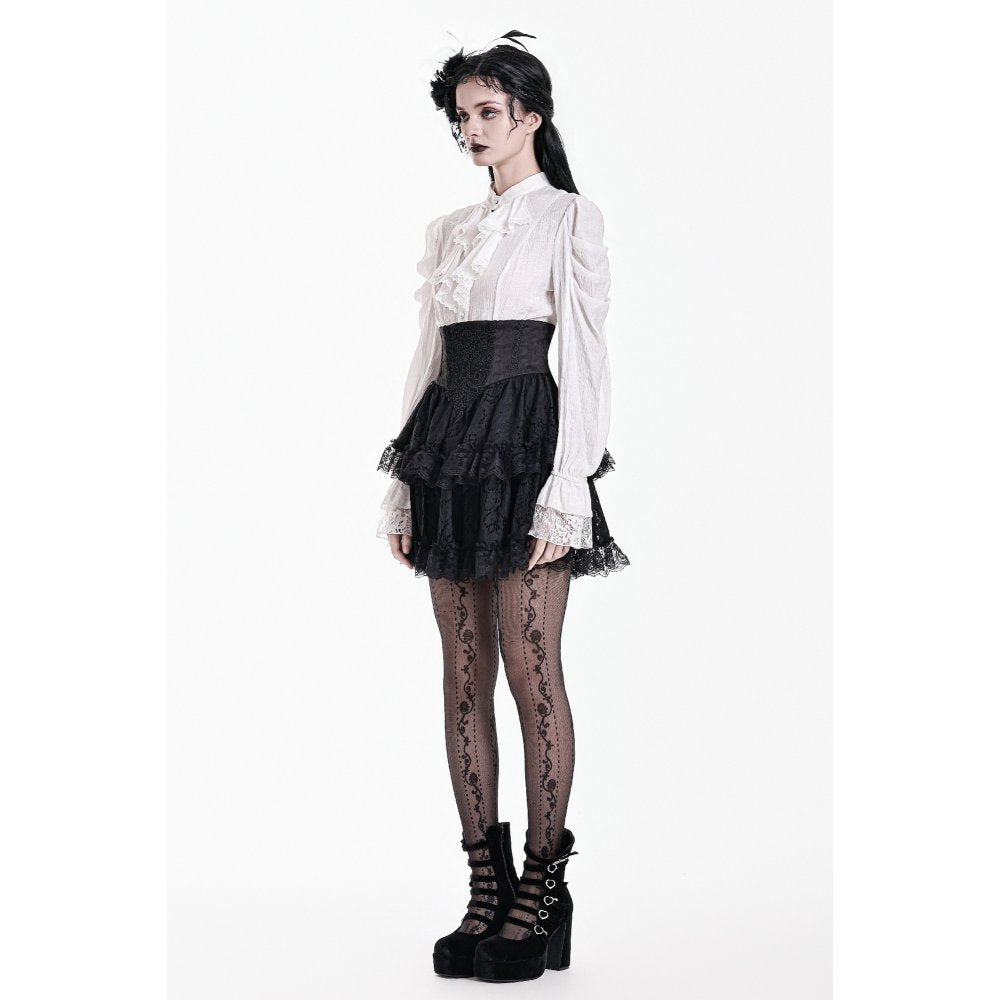 Dark in Love Gaslight Requiem Tiered Lace Skirt