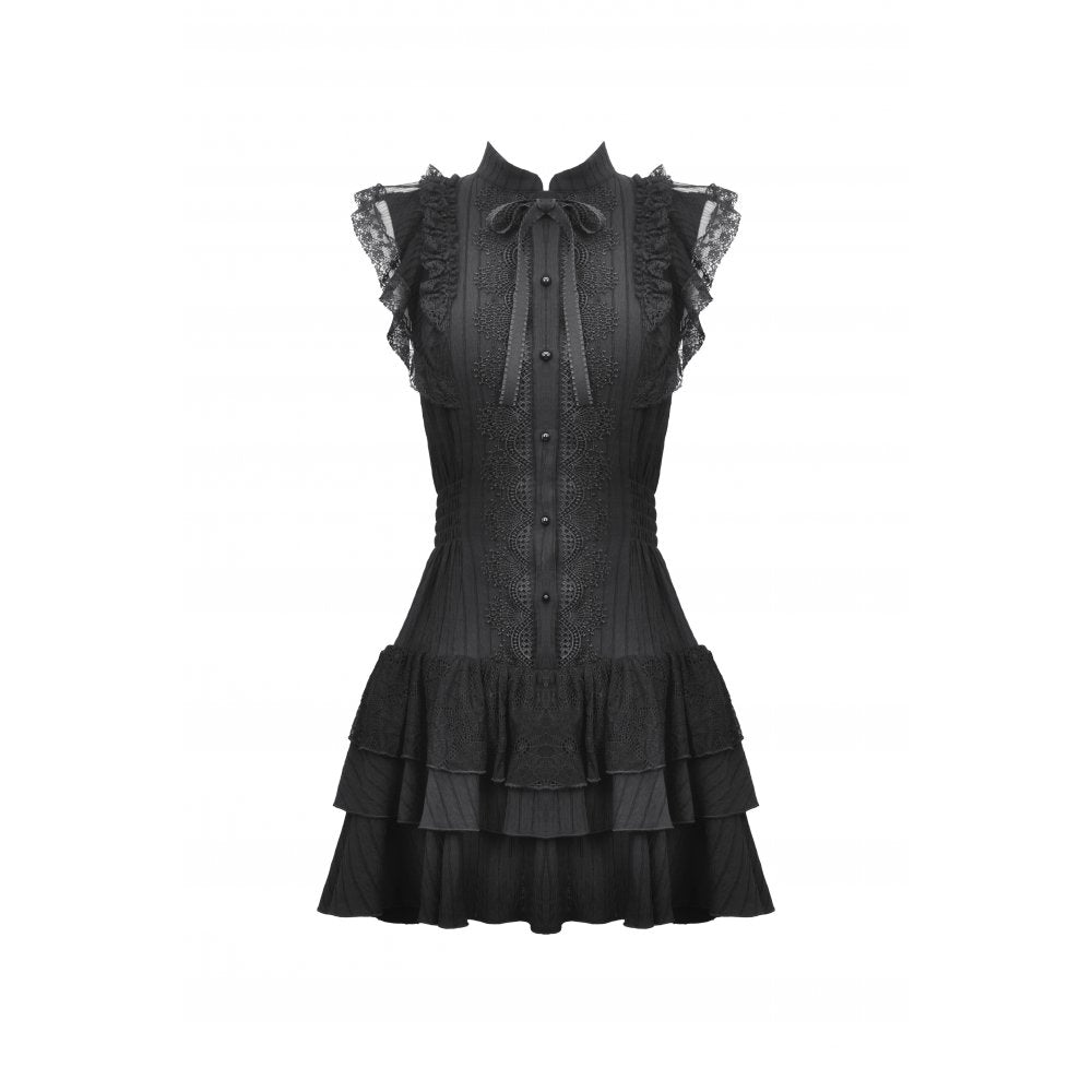 Dark in Love Evelina Sleeveless Tiered Goth Dress