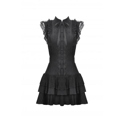 Dark in Love Evelina Sleeveless Tiered Goth Dress