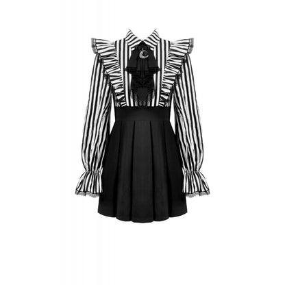Dark in Love Striped Ruffle Gothic Lolita Dress