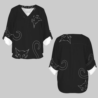 ANTIBrand Peekaboo Kitten Blouse flat lay