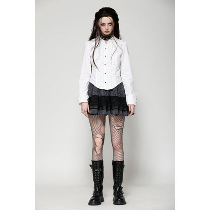 Dark in Love Queeny White Gothic Demon Shirt - Kate's Clothing