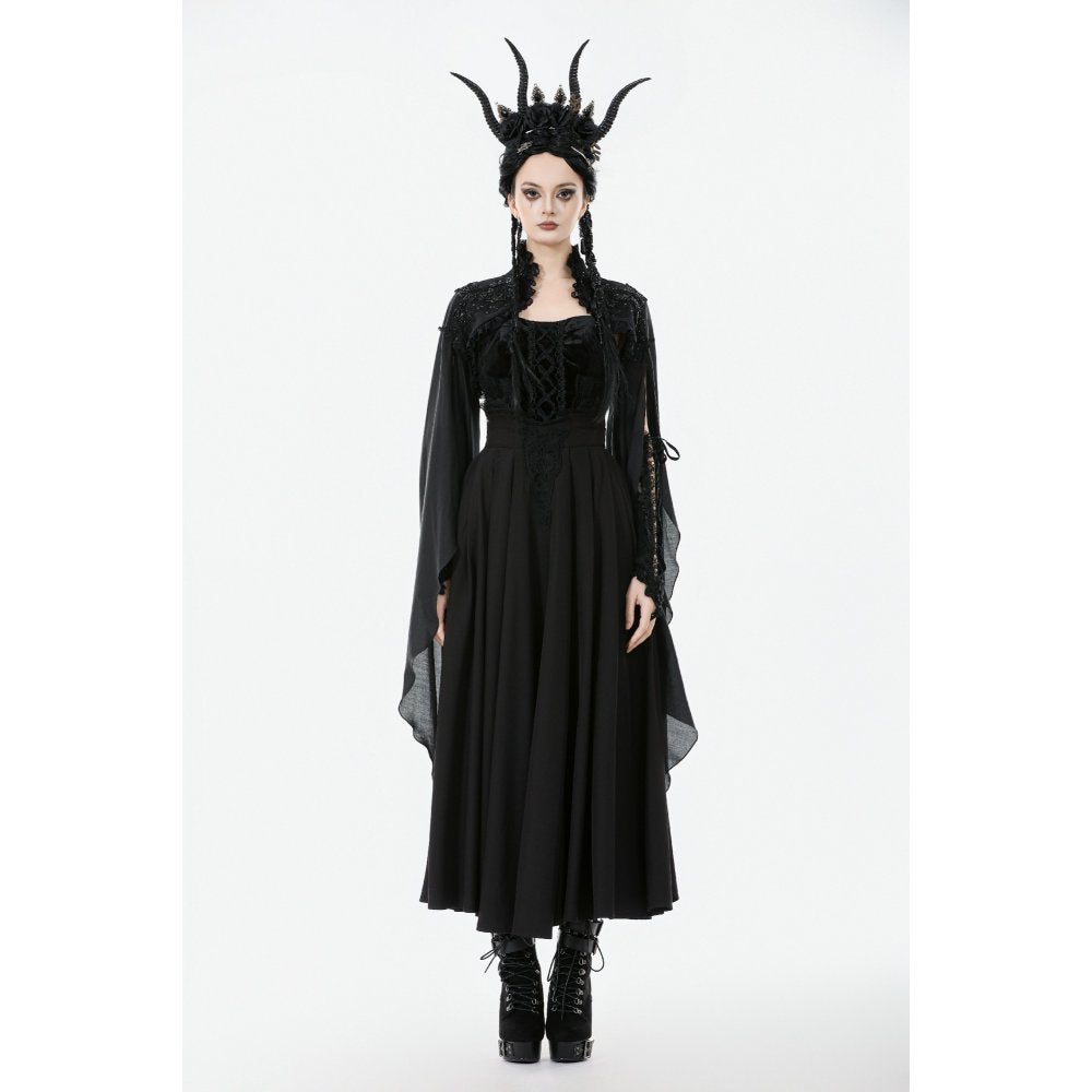 Dark romantic gothic outfit featuring cape shrug