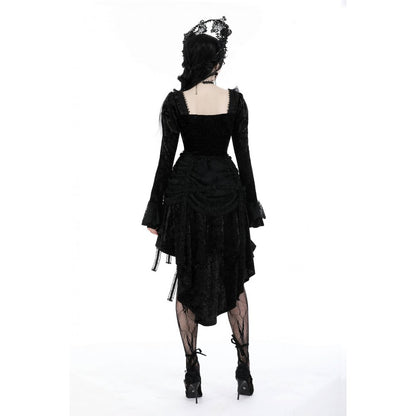 Dark in Love Seraphina Ruched Embroidered Lace Goth Cami Top in Wine Red