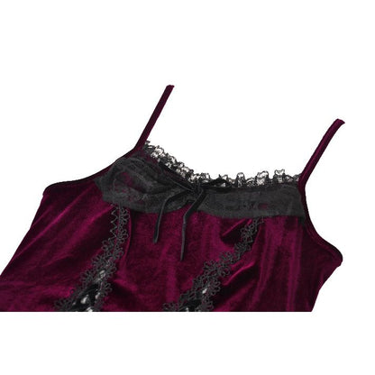 Dark in Love Serilda Velvet Lace Corset Top in Wine Red