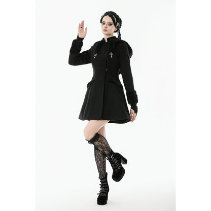 Dark in Love Cat-Ear Faux Fur Trim Gothic Coat