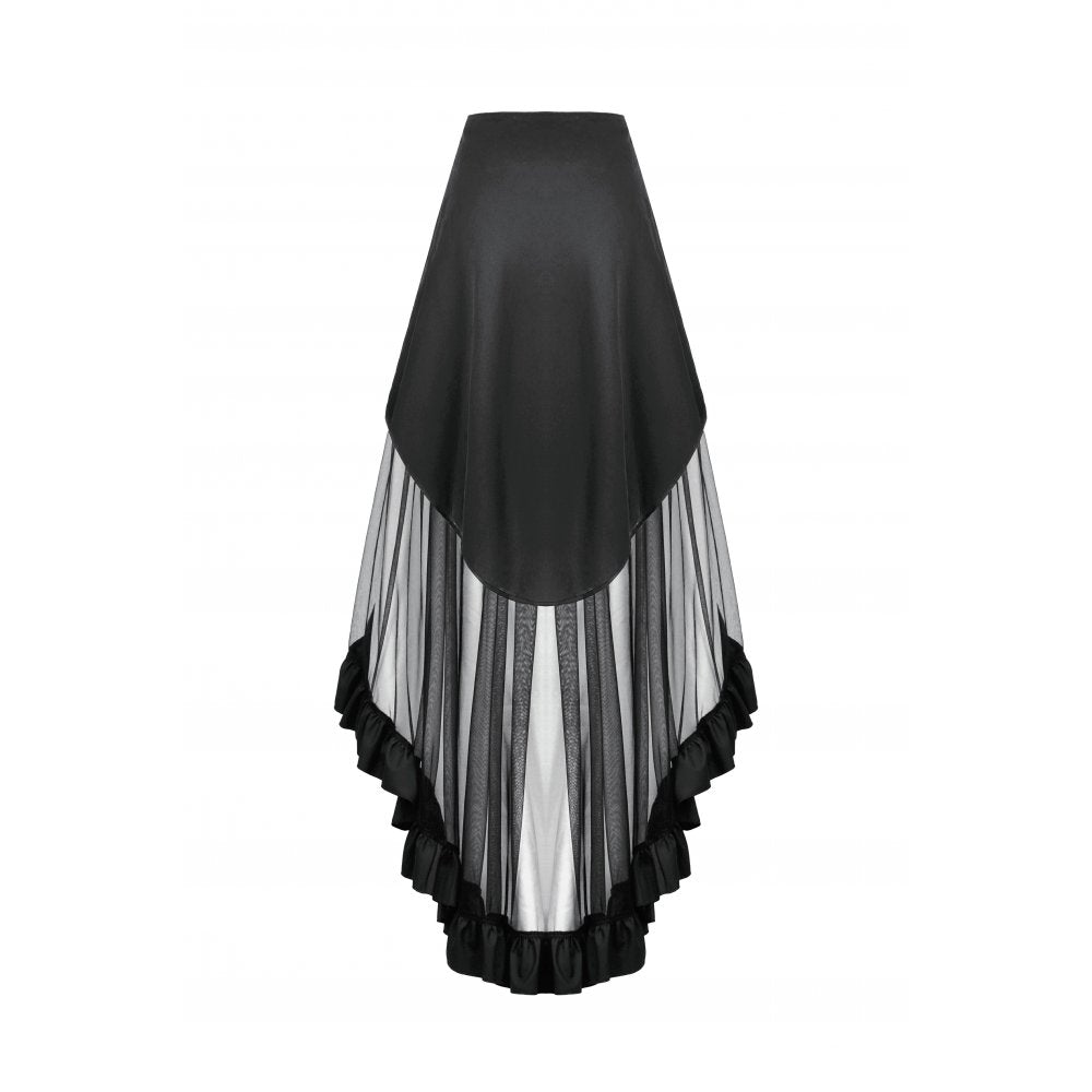 Dark in Love Belladonna Mesh Buckled Goth Skirt in Black