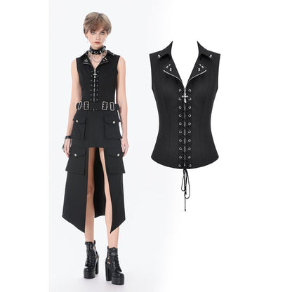 Dark in Love Punk Studded Lace Up Corset Vest