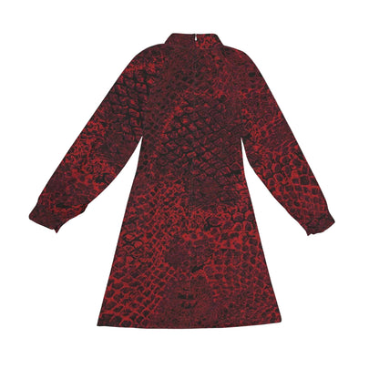 ANTIBrand Misfits Rack - Bloodscale Mock Neck Lantern Sleeve Mini Dress - S (UK 10–12)