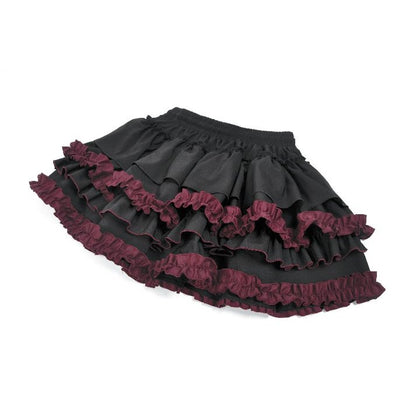 Dark in Love Black Crimson Gothic Tiered Skirt