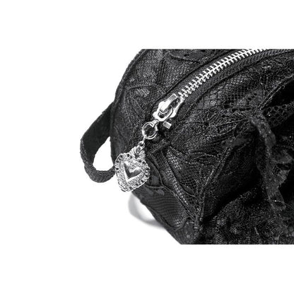 Dark In Love Victoria Black Lace Bow Mini Handbag