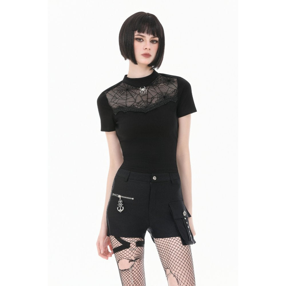 Dark in Love Spiderweb Mesh Short Sleeve Top