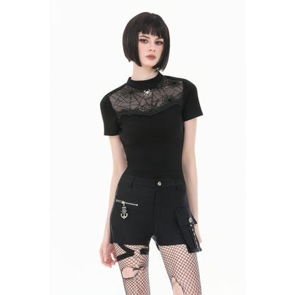 Dark in Love Spiderweb Mesh Short Sleeve Top