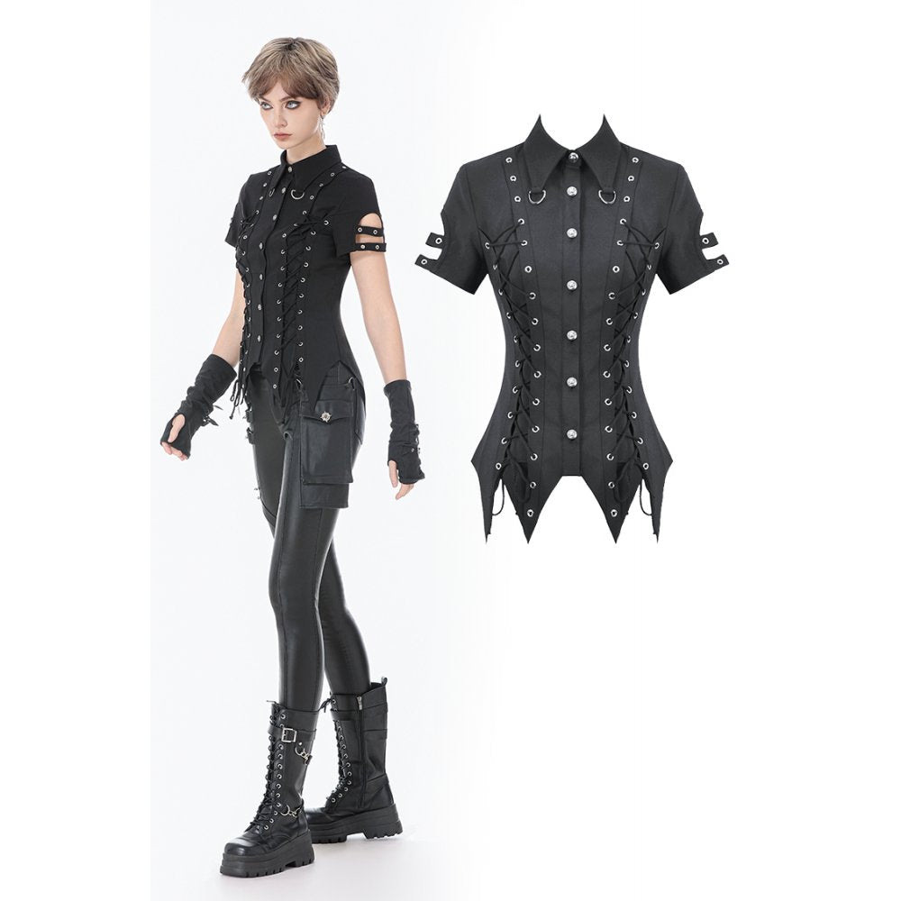 Dark in Love Ruptured Lace-Up Punk Shirt