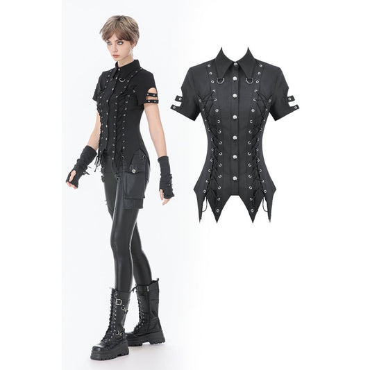 Dark in Love Ruptured Lace-Up Punk Shirt