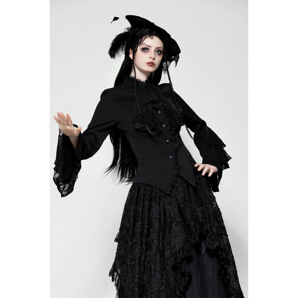 Dark in Love Odesia Gothic Ruffled Ladies Shirt - Kate's Clothing