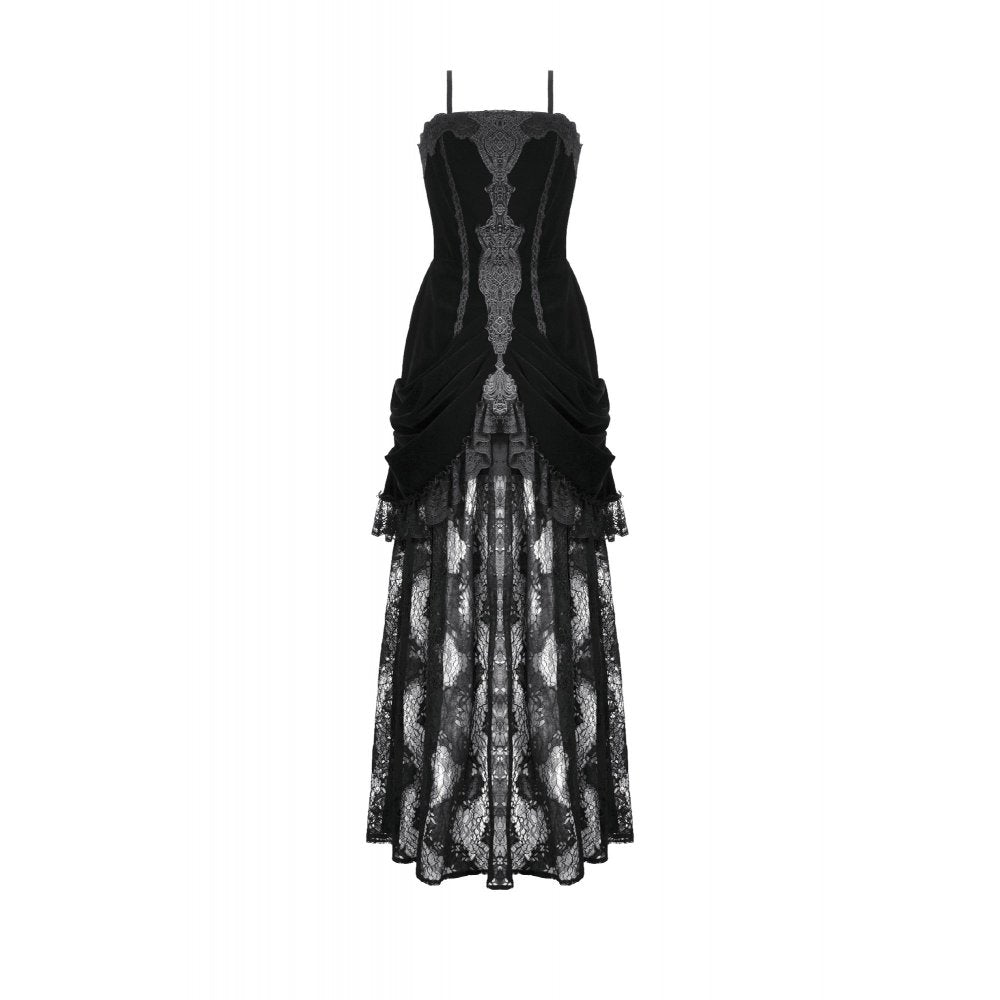 Dark in Love Vampiress Royal Velvet and Lace Maxi Dress