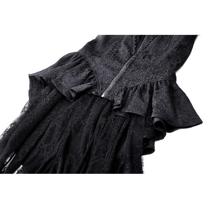 Dark in Love Felicity Gothic Lacey Zip Up Tailcoat Shirt - Kate's Clothing