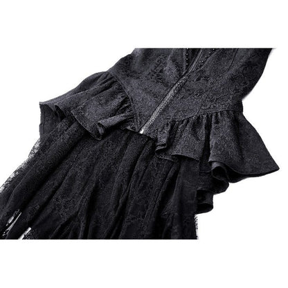 Dark in Love Felicity Gothic Lacey Zip Up Tailcoat Shirt - Kate's Clothing