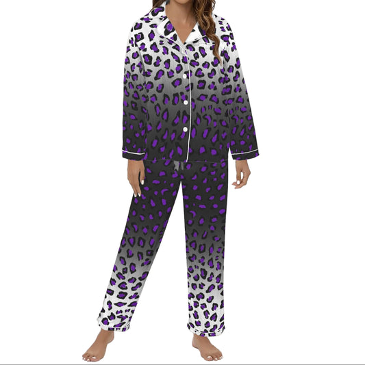 ANTIBrand satin pajamas with purple leopard ombré print