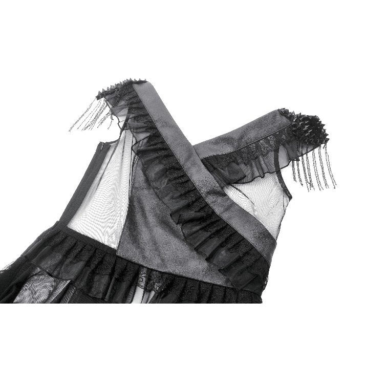 Dark in Love Seraphina Tiered Mesh & Ruffle Goth Gown