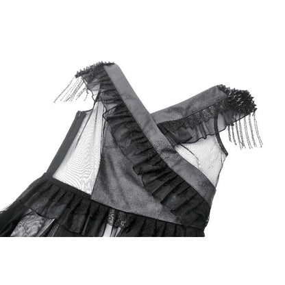 Dark in Love Seraphina Tiered Mesh & Ruffle Goth Gown