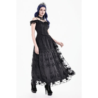 Dark in Love Floral Applique Lace Maxi Skirt