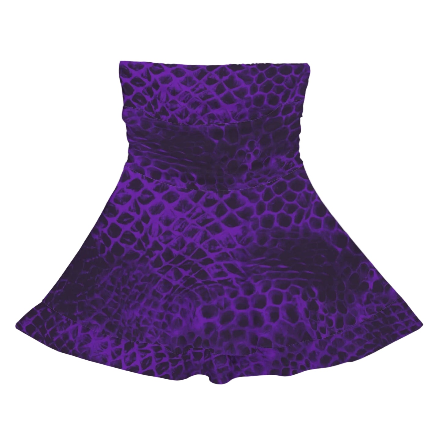 ANTIBrand Misfits Rack - Purple Demon Skin Strapless Ruffle Mini Dress - S (UK 10)