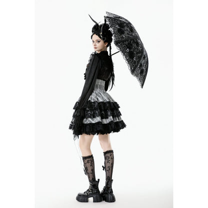 Dark in Love Belladonna Embroidered Folding Parasol