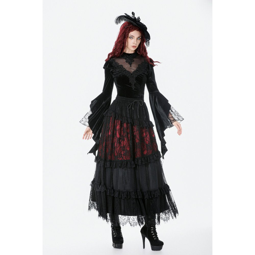 Dark in Love Gothic Velvet Lace High-Neck Top