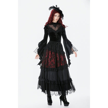 Dark in Love Gothic Velvet Lace High-Neck Top