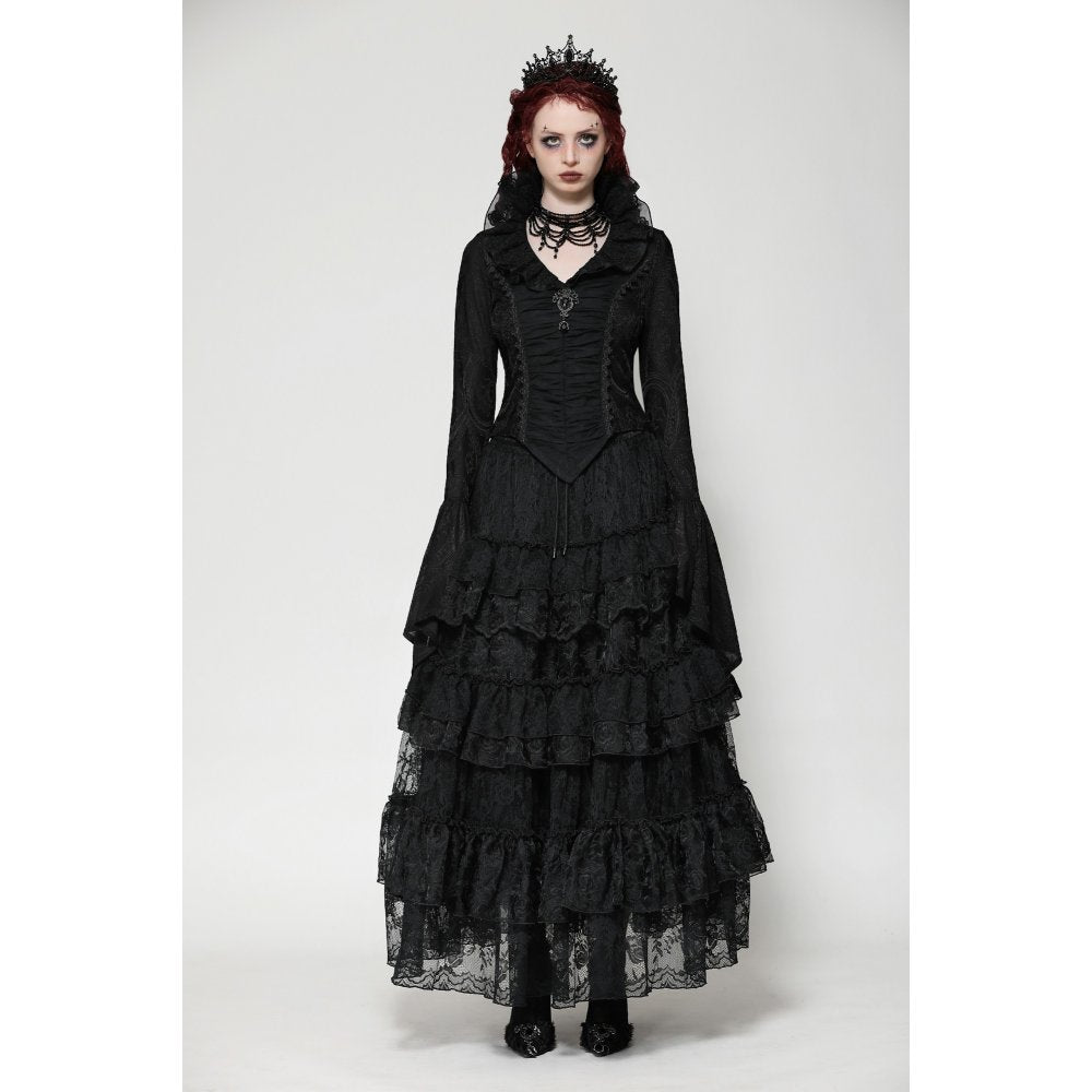 Dark in Love Elizabeth Gothic Queen Top with Pendant and Ruffled Collar
