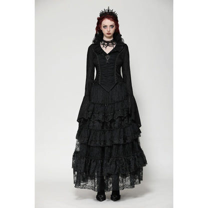 Dark in Love Elizabeth Gothic Queen Top with Pendant and Ruffled Collar