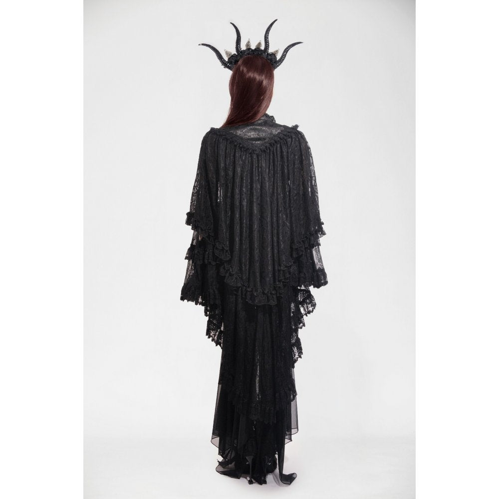 Dark in Love Zuri Vintage Lace Cape with Flowing Sleeves - Kate's Clothing