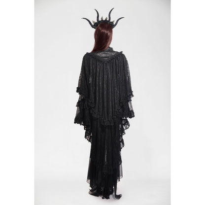 Dark in Love Zuri Vintage Lace Cape with Flowing Sleeves - Kate's Clothing