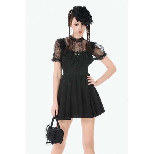 Dark in Love Dark Lace-Framed Silhouette Dress