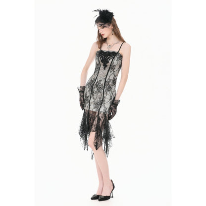 Dark in Love Shredded Harness Asymmetric Dress
