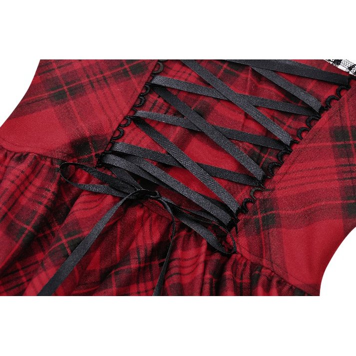 Dark in Love Evelyn Black and Red Tartan Mini Dress - Kate's Clothing